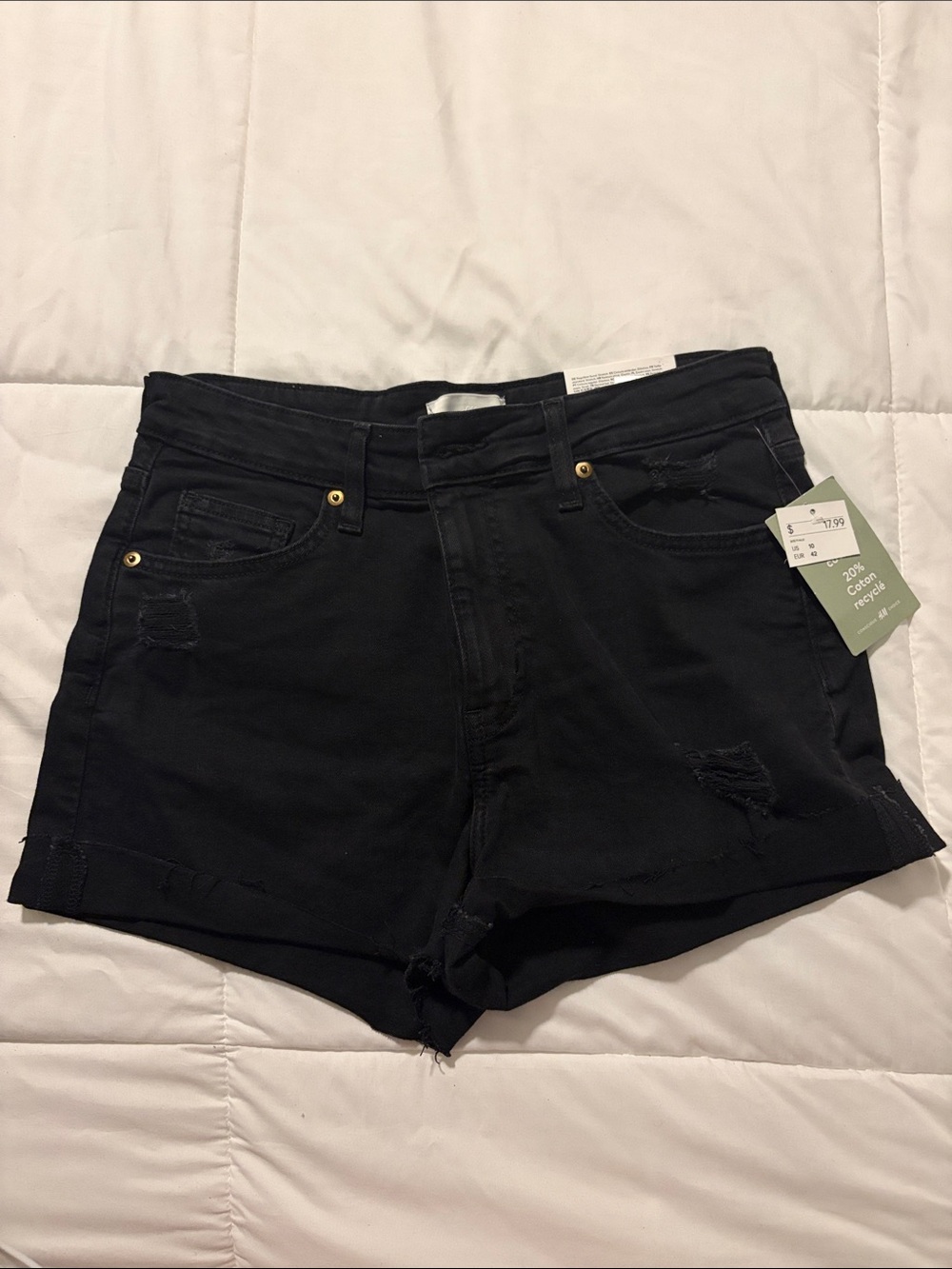 Women’s Black Distressed Denim Shorts
